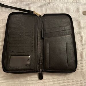 Black Leather Zippered Binder - Genuine Leather - Black Leather Portfolio